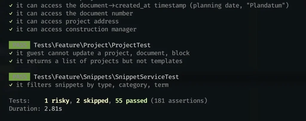Executing Feature Tests in Terminal.