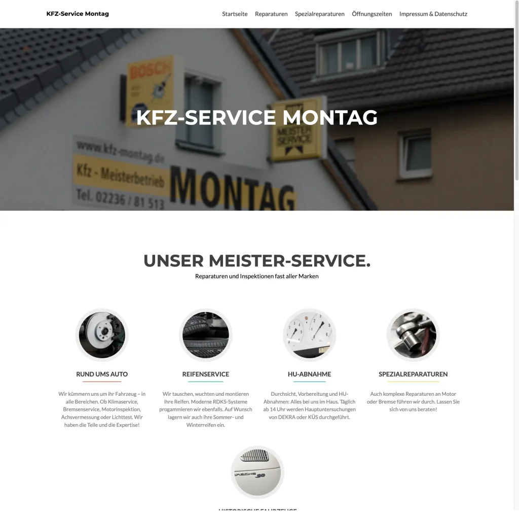 Website für KFZ Werkstatt.